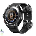 Dam Electronics T92 Bluetooth 1.28" IP67 Noir Intégré TWS Écouteurs SpO2 Cardio Suivi Sommeil