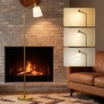 Homcom Lámpara De Pie Led Regulable 3 Temperaturas De Color Blanco Y Dorado
