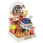 Dam Electronics Casa de Muñecas Maqueta de Madera 57 piezas con LED para Montar y Pintar