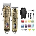 Dam Electronics Kit 2 en 1 Tondeuse + Profileur LM-2025 Métal Vintage/8 Peignes/4 Peignes de Finition/Accessoires