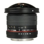 Objectif Samyang 8mm F3.5 UMC Fish-Eye CS II Monture Nikon-AE Parasol Noir