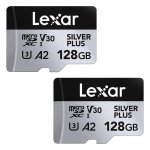 Scheda MicroSD Lexar Professional Silver Plus 128GB Pack 2 UHS-I V30 A2
