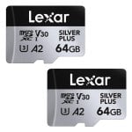 MicroSD Lexar Professional SILVER PLUS 64GB Pack 2x UHS-I V30 205MB/s resistente