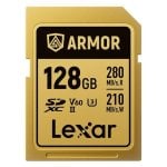 Scheda SD Lexar Armor Gold SDXC UHS-II 128GB IP68 V60 lettura 280MB/s scrittura 210MB/s