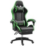 Vinsetto Silla Gaming De Cuero Pu Reclinable 135° Altura Ajustable Negro Y Verde