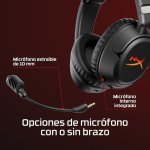 Auriculares HyperX Cloud Flight 2 inalámbricos Bluetooth Gaming con RGB y micrófono extraíble, color negro