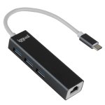 Hub iggual 3 ports 5 Gbit/s Type-C avec Ethernet Gigabit aluminium