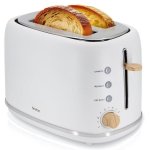 Toaster Briebe TA1166WHT 2 breite Schlitze 870 W 6 Braeunungsstufen Weiss
