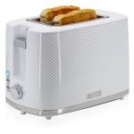 Toaster Briebe TA1169WHT 2 breite Schlitze 870 W 7 Braeunungsstufen Weiss und Silber