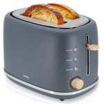 Toaster Briebe TA1166GRY 2 breite Schlitze 870 W 6 Bräunungsstufen Auftauen Aufwärmen mattgrau