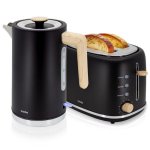 Toaster Briebe SKT1167BLK 2 breite Schlitze 870 W 6 Stufen und Wasserkocher 1,7 L