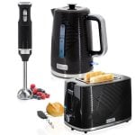 Ensemble Petit Déjeuner Briebe Skt1186blk Elegance grille-pain bouilloire mixeur main