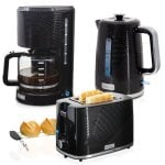 Set électroménager Briebe SKT1178BLK Tostadora 2 Tranches Cafetière 10 Tasses Bouilloire 1,7L Noir