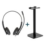 Casque iggual ENC3030 avec support SA22 filaire USB pour bureau, contrôle volume, noir