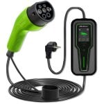 Carregador portátil Qoltec 52465 2 em 1 Tipo 2 para veículos elétricos com regulador | 3,5 kW | 230 V | LCD | Portátil | Wallbox | 5 m