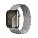 Apple Watch Series 9 GPS Cellular 4G NFC 45mm Retina OLED Acier Inoxydable Argent Unique Étanche IP6X SpO2 ECG Pulsomètre