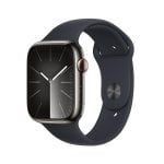 Apple Watch Series 9 GPS 4G NFC 45mm Retina OLED Acier Graphite S/M Étanche IP6X SpO2 ECG