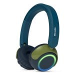 Auriculaires Philips TAK4200CT/00 sans fil Bluetooth pour appels et musique avec réduction de bruit, LED, bleu et vert
