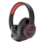 Auriculares ELBE ABT-B26-N sem fios Bluetooth para chamadas e música com rádio FM pretos e vermelhos