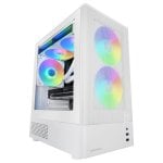 Boîtier gaming Mars Gaming McOnyx MicroATX, grille métallique, 3 ventilateurs ARGB, double chambre, blanc