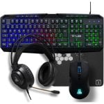 Teclado The G-Lab Combo Natrium membrane AZERTY RGB avec souris, casque et tapis