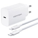 Cargador de pared Vention G14W0-EU 65W USB-C con cable trenzado 1 m