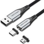 Cable magnético Vention CQMHD USB-A a USB-C y MicroUSB 50 cm 60W gris