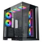 PC-Gehäuse Xigmatek Aqua 7 EN49026 ARGB-Glas Mini-ITX, Schwarz, Wasserkühlung