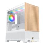 PC-Gehäuse Xigmatek Endorphin WD Weiß Mid-Tower Holzfront ARGB-Glasseitenwand