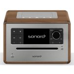 Microchaîne Sonoro ELITE 25W RMS Bluetooth DAB FM CD USB Réveil Noyer/Argent