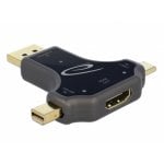 Adattatore Delock 64060 3-in-1 USB-C/DP/miniDP a HDMI 4K 60Hz Nero