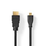 Câble HDMI NEDIS CVGL34700BK15 1,5 m Micro HDMI Haute Vitesse 3D Ethernet Noir