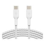 Cavo USB Belkin CAB004BT1MWH2PK 1m USB-C a USB-C Nylon Bianco Confezione 2pz