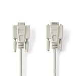 Cable serie Nedis CCGL52010IV50 DB9 macho a hembra 5 m ivory