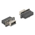 Cambiagender DeLock 67238 20-pin USB Type-E Femmina Nero Acciaio inox