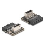 Adattatore Cambia Genere DeLock 67239 USB 19 pin Type-E Nero Acciaio Angolato