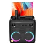 Altifalantes Ikarao Karaoke sem fios 600W com Wi-Fi, Bluetooth 5.3 e ecrã tátil