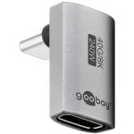 Adaptador USB-C Goobay 74442 macho a hembra en ángulo 90° plateado
