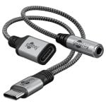 Cavo Goobay 74524 USB-C a USB-C + Jack 3,5 mm 1,5 m Nero/Grigio