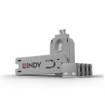 Bloqueador de port USB Lindy 40454 Kit 4 bloqueurs et 1 clé blanc ABS