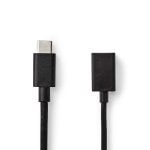 Cavo USB Nedis CCGB61710BK02 USB-C a USB-A OTG 0,15 m Nero