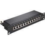 Panel de conexión Goobay 93793 12 puertos RJ-45 Cat6 rack 1U STP negro