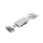Lettore di schede Akashi ALTSDREADER3IN1 MicroSD SD USB Type-A/Type-C/Micro-USB Bianco