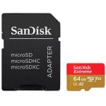 Carte microSDXC SanDisk Extreme PLUS SDSQXBU-064G-GN6MA 64 Go 200 MB/s A2 U3 V30 avec adaptateur SD