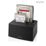 Base di connessione Nedis HDDUDB3210BK doppia baia SATA USB 3.2 clonazione offline