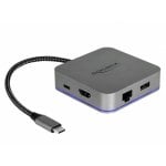 Estación dock DeLock 87742 USB-C HDMI RJ-45 USB-A PD 87W LED gris metálica
