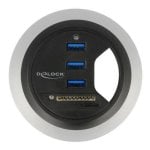Hub DeLock 3 ports USB 3.0 + lecteur microSD/SD modèle 62869 de bureau