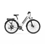 Bicicleta eléctrica OneSport OT12 motor 250 W batería 36 V 13 Ah ruedas 27,5" blanca