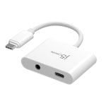 Adaptateur USB-C J5CREATE JCA122-N audio 3,5 mm Power Delivery blanc
