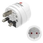 Régua de tomadas Hama 00223483 1 tomada adaptador viagem UK-EU proteção terra branco